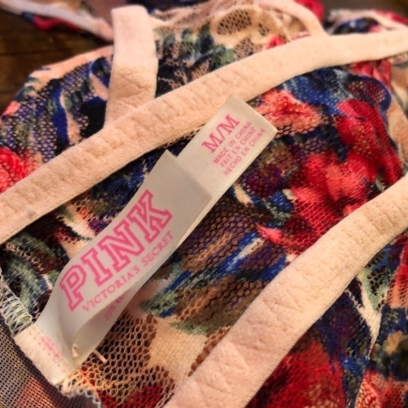 🆕 PINK VS floral halter high neck pink red blue pullover lace bralette… - Picture 4 of 10